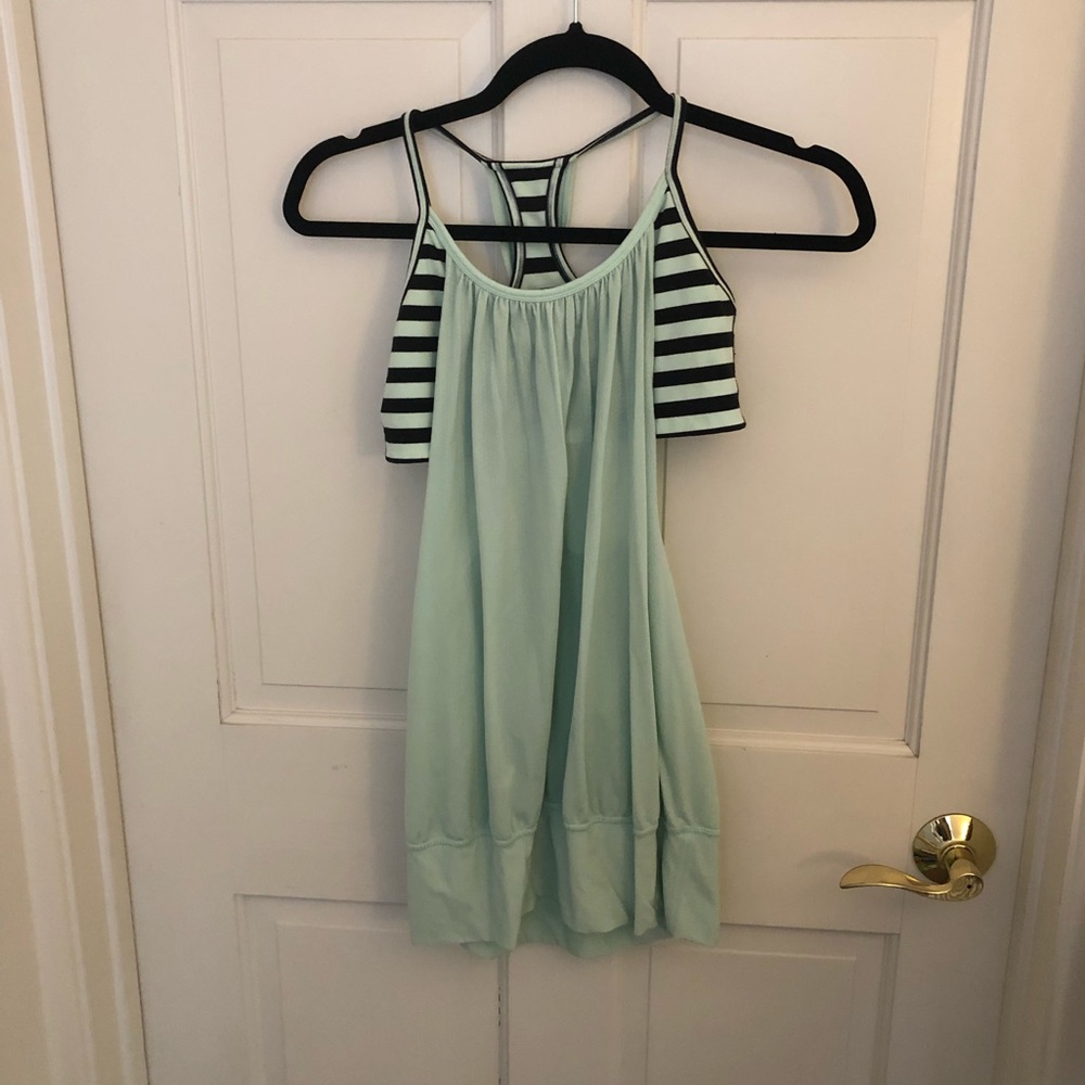 Mint Green Lululemon top with builtin bra